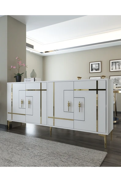 DEMONTE DECOR SİMGEDD (KX180) KONSOL BEYAZ-ALTIN - Resim 2