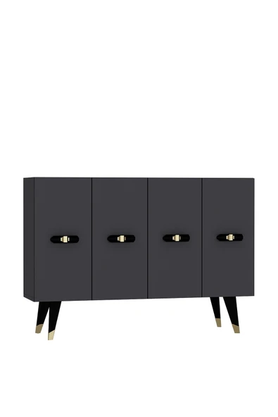 DEMONTE DECOR Quartdd (KM120) Konsol , Çok Amaçlı Dolap - Antrasit Altın (V KULP) - Resim 4