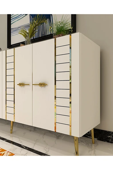 DEMONTE DECOR İMREDD (KB150) KONSOL BEYAZ-ALTIN - Resim 3