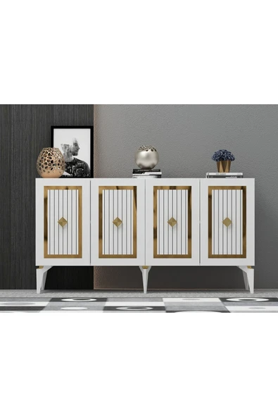 DEMONTE DECOR NORRA KONSOL BEYAZ-ALTIN ürün görseli