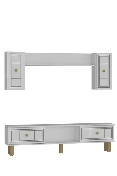 DEMONTE DECOR DARİODD BOHEM TV ÜNİTESİ TAKIMI BEYAZ-BEYAZ - 4