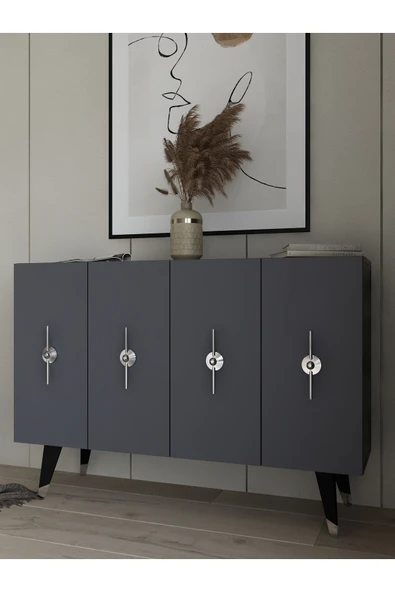 DEMONTE DECOR Quartdd (KM120) Konsol , Çok Amaçlı Dolap - Antrasit Gümüş (RAMADA KULP) - Resim 2