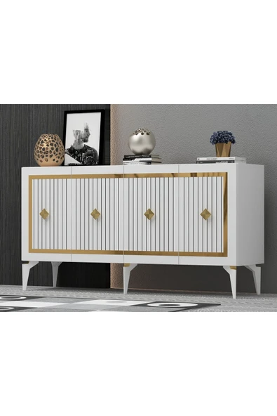 DEMONTE DECOR NOVVA KONSOL BEYAZ-ALTIN - Resim 2