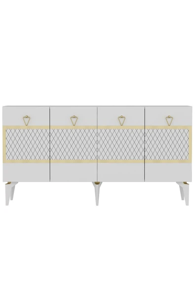 DEMONTE DECOR İPEK KONSOL BEYAZ ALTIN - Resim 4