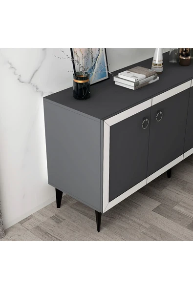 DEMONTE DECOR SELLEN KONSOL ANTRASİT-BEYAZ - 4