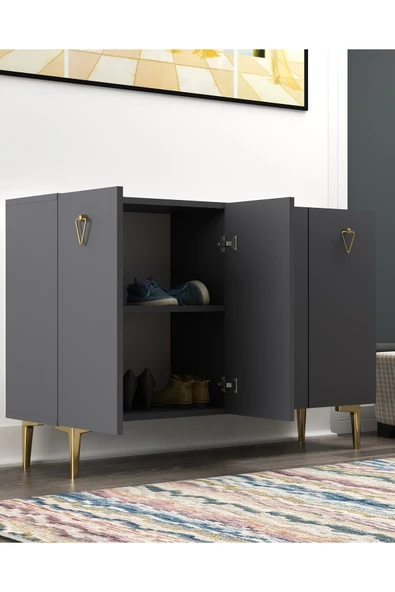 DEMONTE DECOR LEYLADD (KM120) AYAKKABILIK ANTRASİT-ANTRASİT-ALTIN ürün görseli 1