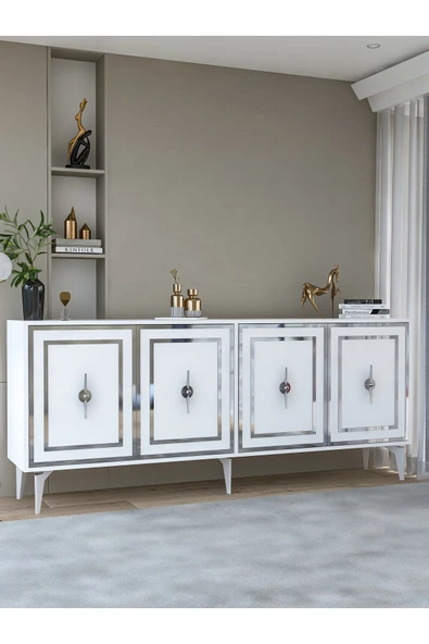 DEMONTE DECOR SAMBADD (KX180) KONSOL BEYAZ-GÜMÜŞ - Resim 2