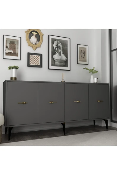 DEMONTE DECOR Sinta 180 Cm Konsol (KX180) Antrasit-antrasit - Resim 2