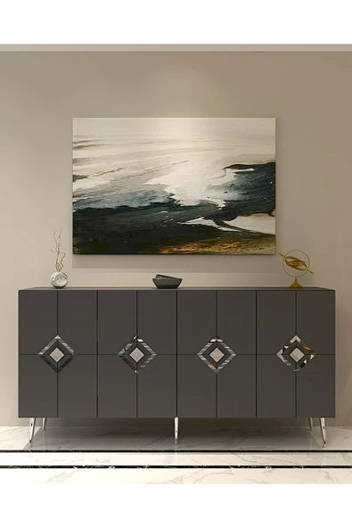 DEMONTE DECOR Robberdd (KB150) Lazer Desenli Konsol Antrasit-gümüş ürün görseli 1