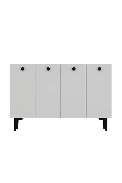 DEMONTE DECOR BETTYDD MUTFAK KİLER DOLABI BEYAZ BEYAZ SİYAH KULP - Resim 2