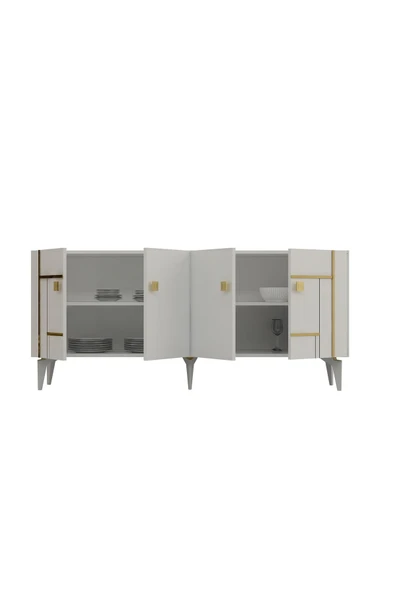 DEMONTE DECOR MADERA KONSOL BEYAZ-ALTIN - 6