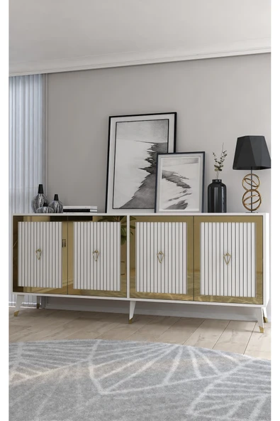 DEMONTE DECOR BENNERDD (KX180) KONSOL BEYAZ-BEYAZ-ALTIN - Resim 2