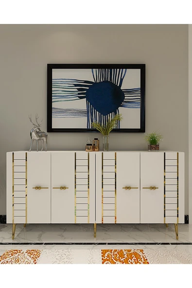 DEMONTE DECOR İMREDD (KB150) KONSOL BEYAZ-ALTIN ürün görseli