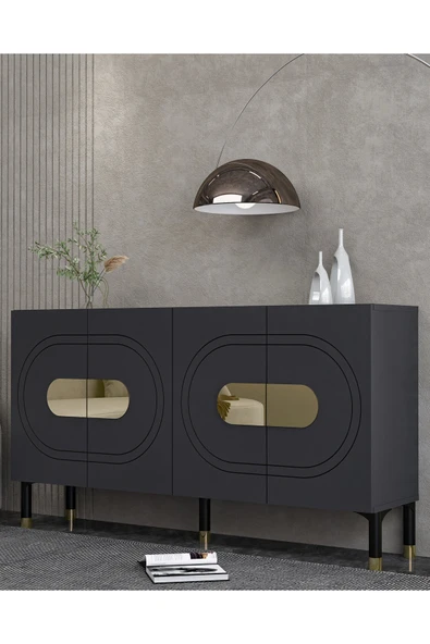 DEMONTE DECOR DEMETDD (KB150) KONSOL ANTRASİT-ALTIN - Resim 2