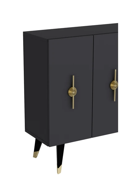 DEMONTE DECOR Quartdd (KM120) Konsol , Çok Amaçlı Dolap - Antrasit Altın (RAMADA KULP) - Resim 5