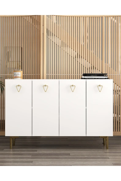 DEMONTE DECOR LEYLADD (KM120) KONSOL BEYAZ-BEYAZ-ALTIN ürün görseli 1