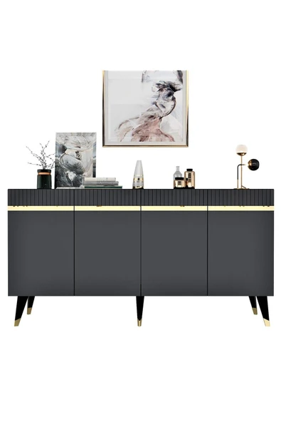 DEMONTE DECOR DEFFNE KONSOL ANTRASİT-ALTIN - Resim 4