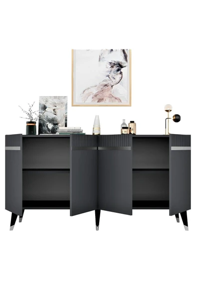 DEMONTE DECOR DEFFNE KONSOL ANTRASİT-GÜMÜŞ - Resim 5