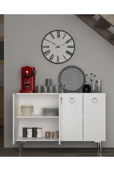 DEMONTE DECOR EFESDD MUTFAK KİLER DOLABI BEYAZ-BEYAZ-GÜMÜŞ ürün görseli 1