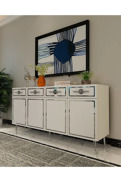 DEMONTE DECOR BELLYDD (KB150) KONSOL BEYAZ-GÜMÜŞ - Resim 2