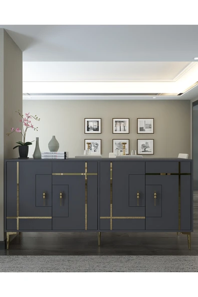 DEMONTE DECOR SİMGEDD (KX180) KONSOL ANTRASİT-ALTIN ürün görseli