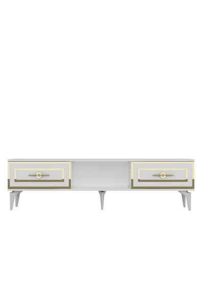DEMONTE DECOR VİOLADD TV SEHPASI BEYAZ-ALTIN - Resim 4