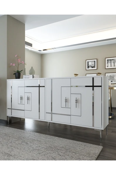 DEMONTE DECOR SİMGEDD (KX180) KONSOL BEYAZ-GÜMÜŞ - Resim 2