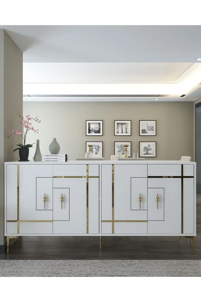 DEMONTE DECOR SİMGEDD (KX180) KONSOL BEYAZ-ALTIN ürün görseli 1