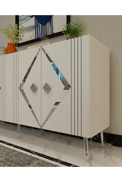 DEMONTE DECOR DOMİNODD(KB150) KONSOL BEYAZ-GÜMÜŞ - 3