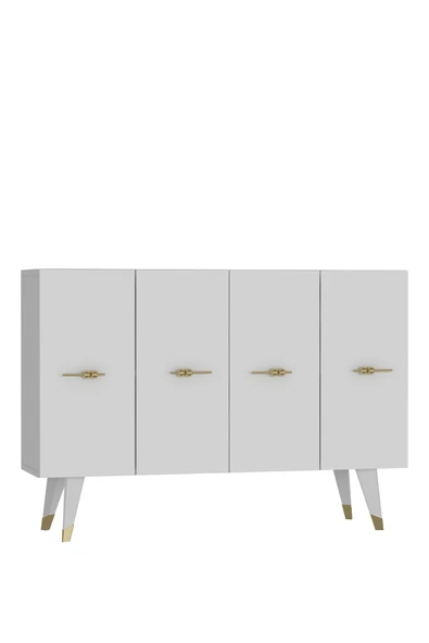 DEMONTE DECOR Quartdd (KM120) Konsol , Çok Amaçlı Dolap - Beyaz Altın (SALKIM KULP) - 4