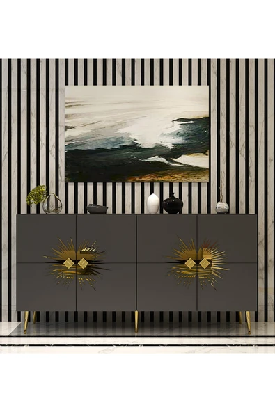 DEMONTE DECOR NİDADH (KB150) KONSOL ANTRASİT ALTIN ürün görseli