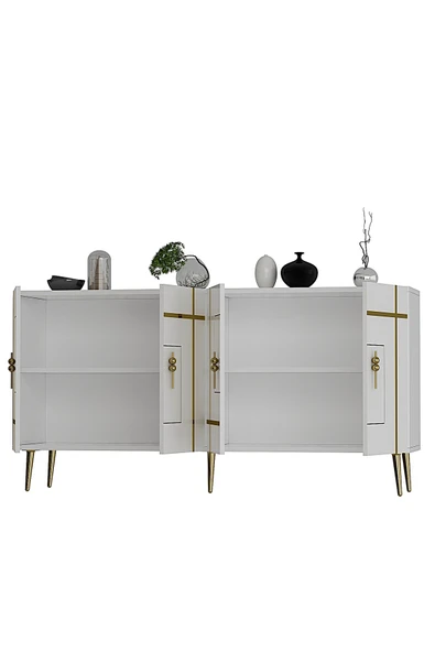 DEMONTE DECOR LİNEDD (KB150) KONSOL BEYAZ-ALTIN - Resim 6