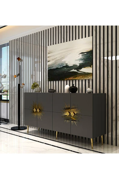 DEMONTE DECOR NİDADH (KB150) KONSOL ANTRASİT ALTIN - Resim 2