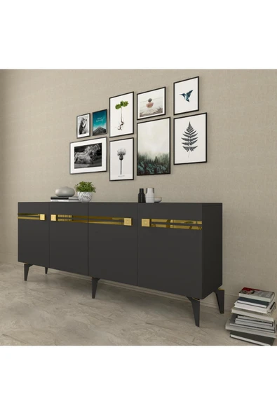 DEMONTE DECOR HAYATDD (KB150) KONSOL ANTRASİT-ALTIN - Resim 2