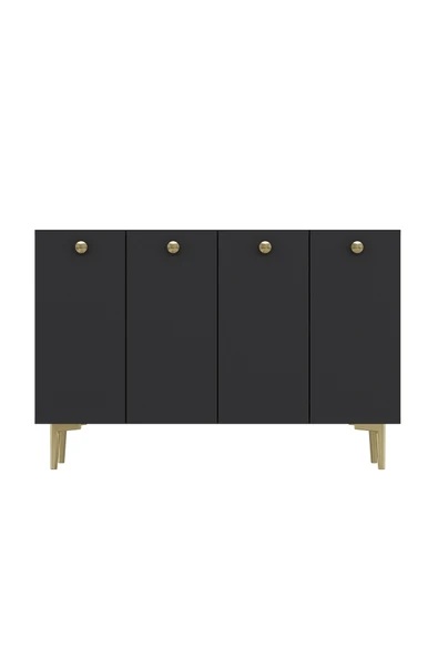 DEMONTE DECOR BETTYDD MUTFAK KİLER DOLABI ANTRASİT-ANTRASİT-ALTIN - Resim 2