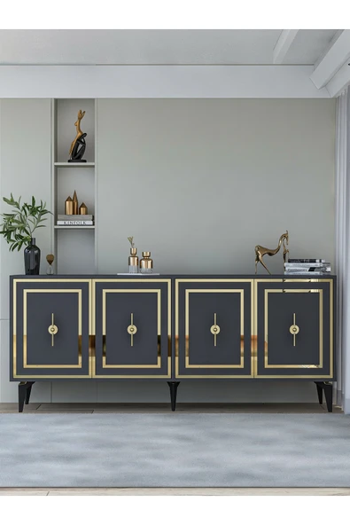 DEMONTE DECOR SAMBADD (KX180) KONSOL ANTRASİT-ALTIN ürün görseli 1