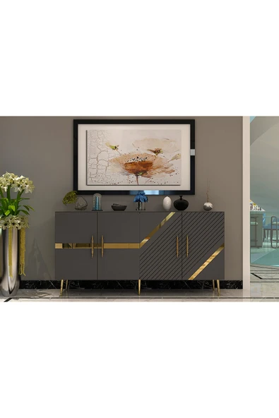 DEMONTE DECOR FUGADD (KB150) KONSOL ANTRASİT-ALTIN ürün görseli