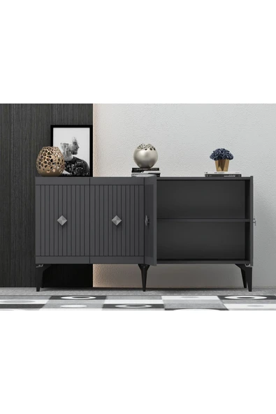 DEMONTE DECOR MİDDAS KONSOL ANTRASİT-GÜMÜŞ - Resim 4