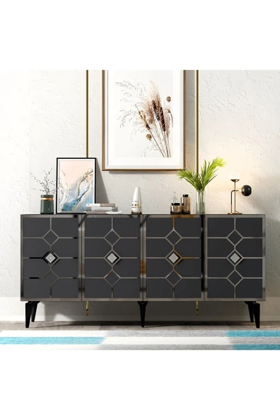 DEMONTE DECOR ÇAĞLAA KONSOL ANTRASİT-GÜMÜŞ ürün görseli