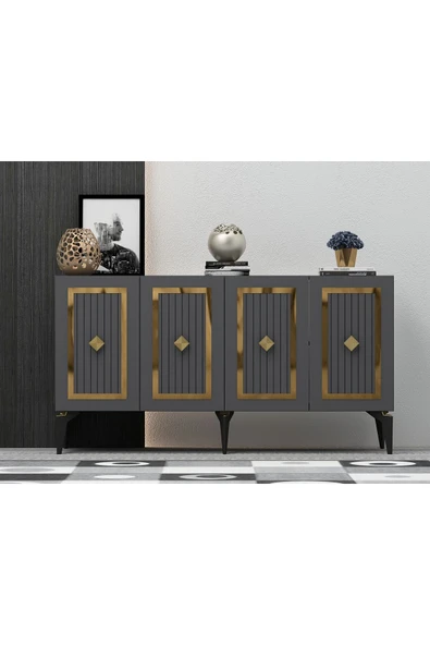 DEMONTE DECOR NORRA KONSOL ANTRASİT-ALTIN ürün görseli