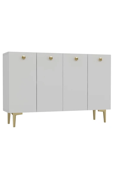 DEMONTE DECOR BETTYDD OFİS EVRAK DOLABI BEYAZ-BEYAZ-ALTIN - 3