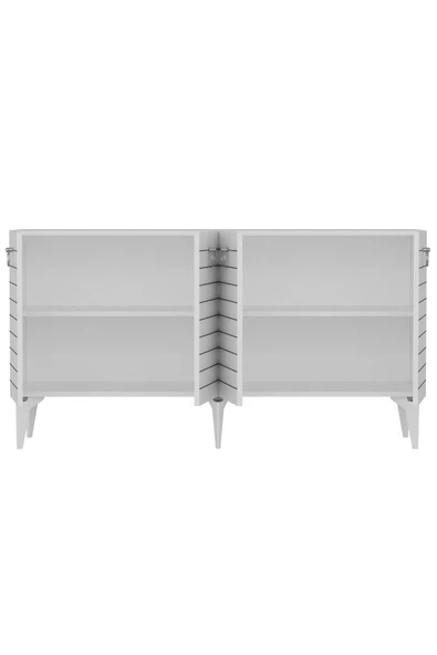 DEMONTE DECOR ARONA KONSOL 4 KAPAKLI RAFLI BEYAZ - Resim 5