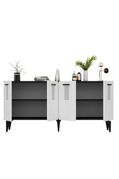 DEMONTE DECOR ASİMO KONSOL ANTRASİT BEYAZ - Resim 6