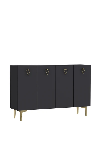 DEMONTE DECOR LEYLADD (KM120) MUTFAK KİLER DOLABI ANTRASİT-ANTRASİT-ALTIN - Resim 3