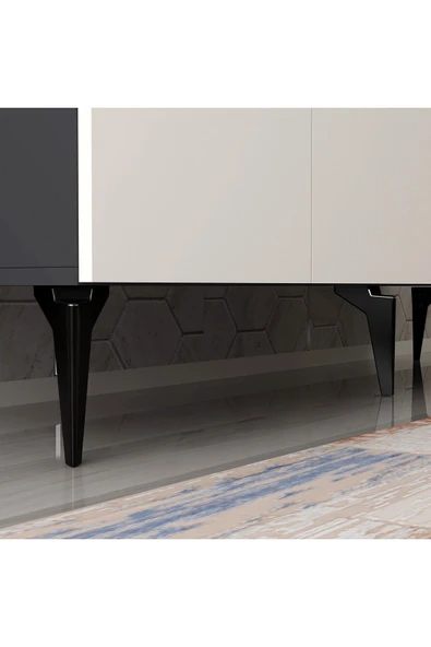 DEMONTE DECOR ASİMO KONSOL ANTRASİT BEYAZ - Resim 4