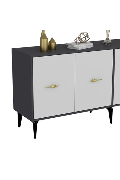 DEMONTE DECOR Sinta 180 Cm Konsol (KX180) Antrasit-beyaz - Resim 5