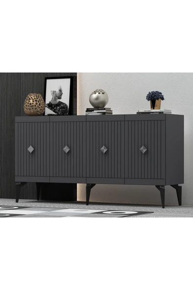 DEMONTE DECOR MİDDAS KONSOL ANTRASİT-GÜMÜŞ - Resim 2