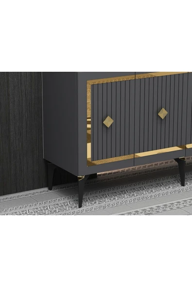 DEMONTE DECOR NOVVA KONSOL ANTRASİT-ALTIN - Resim 3