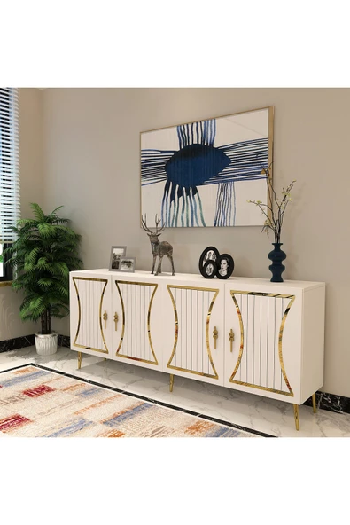 DEMONTE DECOR TEANDD (KB150) KONSOL BEYAZ-ALTIN - Resim 2