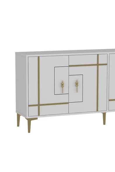 DEMONTE DECOR SİMGEDD (KX180) KONSOL BEYAZ-ALTIN - Resim 5